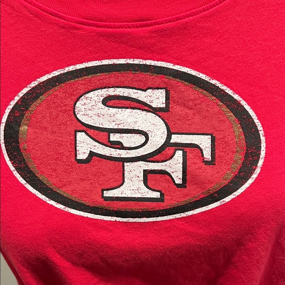 NFL SF Forty Niners Red Women’s Red Tees Short Sleeve Ties in the front Size L - Picture 3 of 7